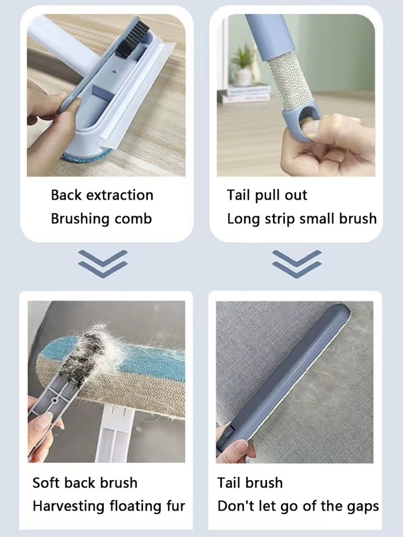 Multifunctional Pet Hair Remover Brush Long Handle Window Cleaning Brush Pet Fur Cleaning Tool Manual Cat Dog Hair Remover Brush
