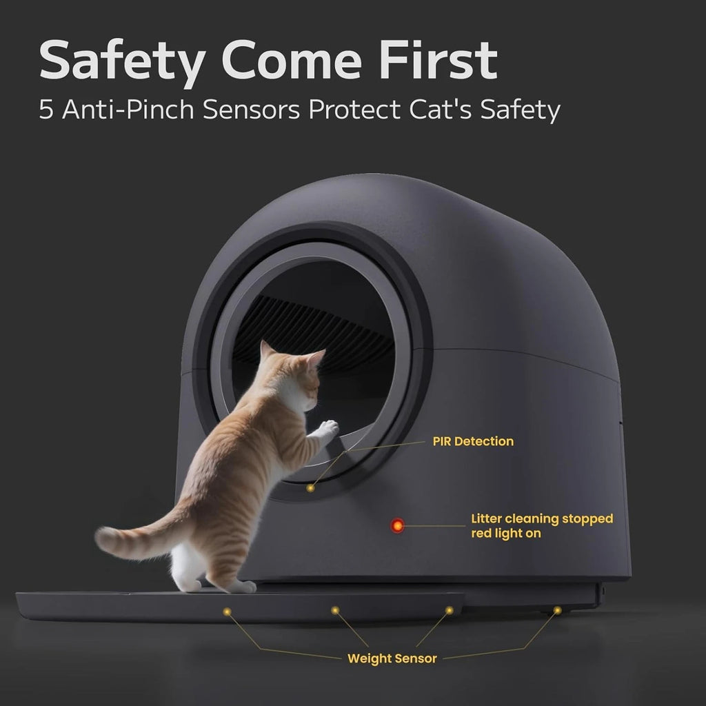 Self-Cleaning Litter Box Automatic Electronic Hands-Free Smart Robot Self Cleaning Litter Box - Safe Anti-Pinch,With Deodorizer and Liner and Litter Mat for Multiple Cats